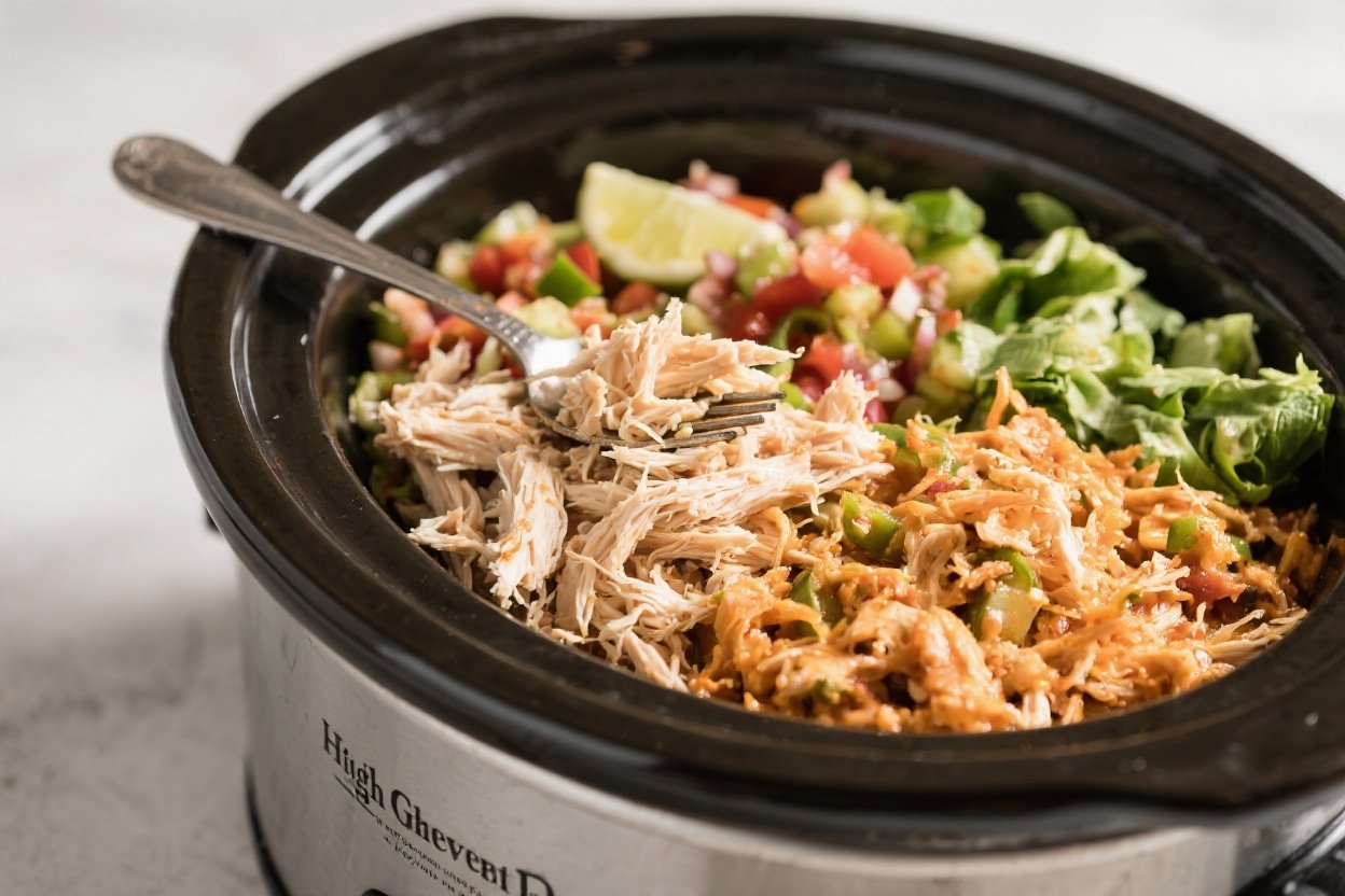 High Protein, High Fiber Slow Cooker Mexican Shredded Chicken Recipe for GLP-1 Weight Loss