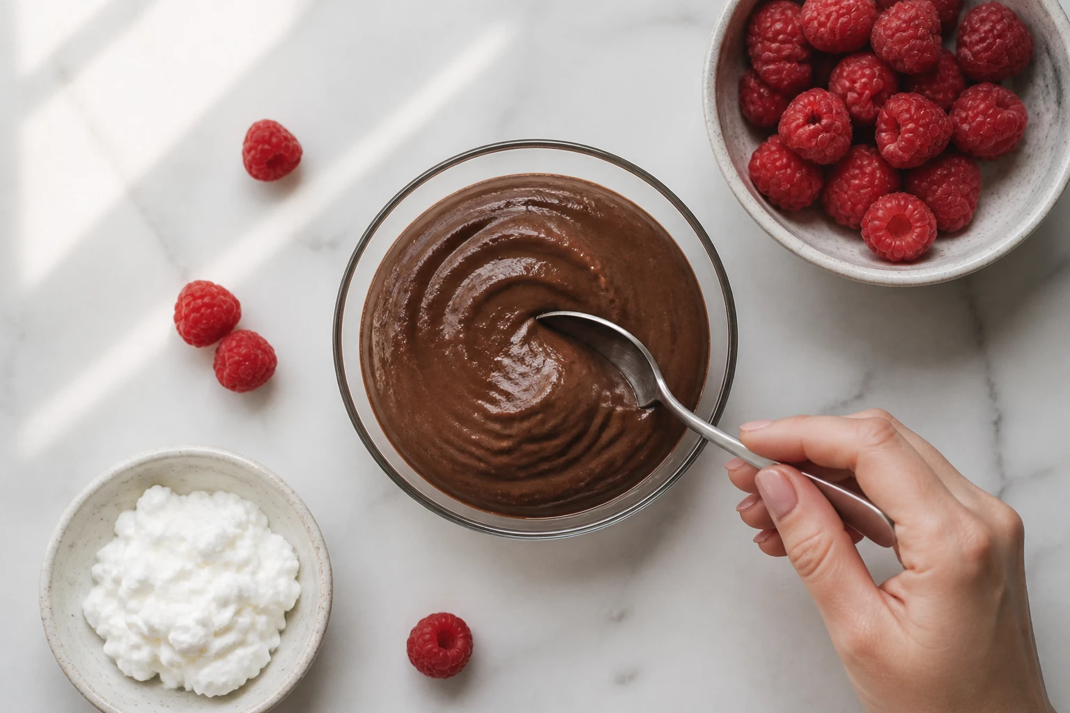 High Protein Chocolate Pudding | Sugar-Free, Gluten-Free, Vegetarian (made with cottage cheese)
